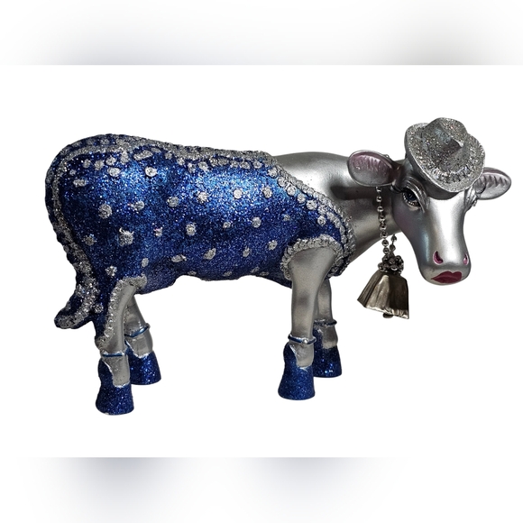 Enesco Treasured Bovines By Sisters Too Showgirl Large Cow Figurine Blue 888125 - Picture 7 of 7